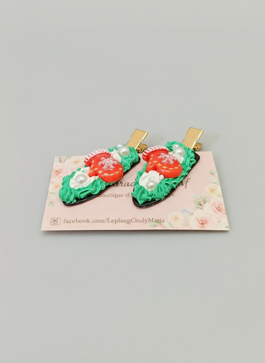 Pinces à cheveux kawaii gourmandes de Noël