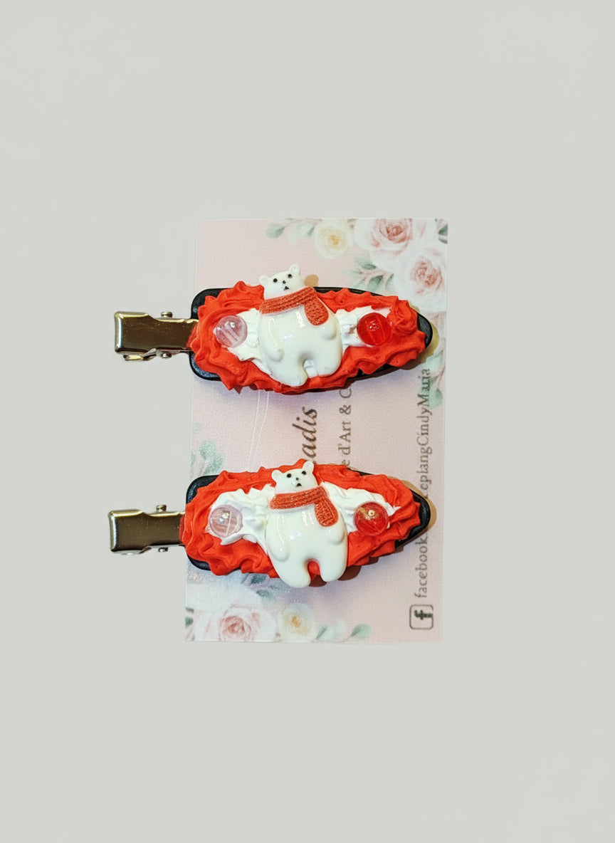 Pinces à cheveux kawaii gourmandes de Noël