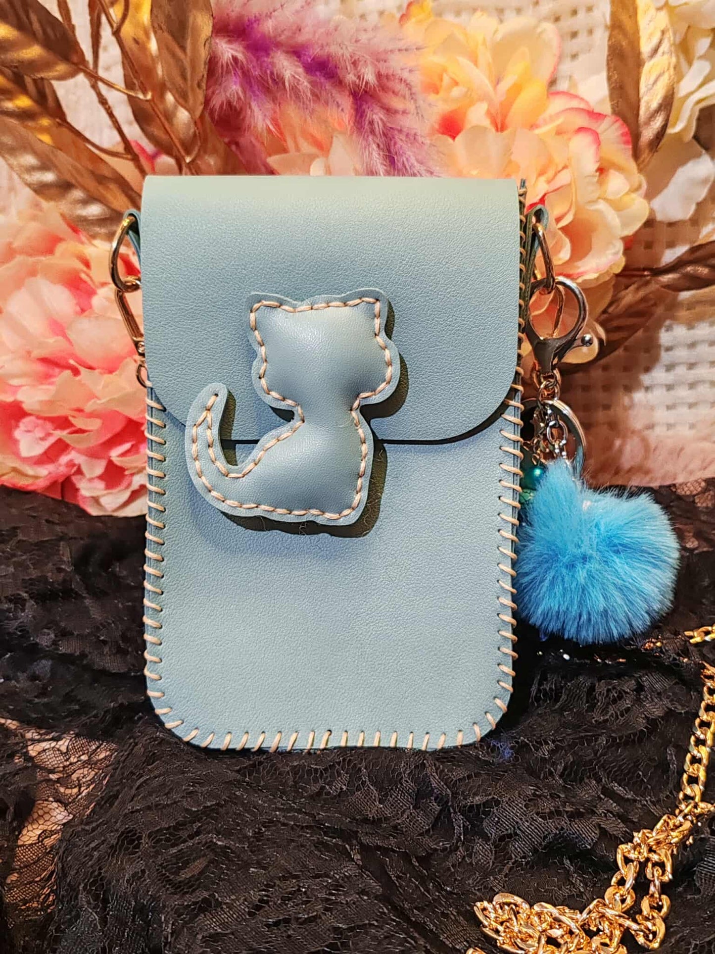 Jolie pochette artisanale en similicuir