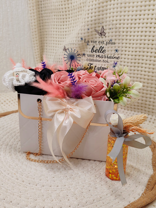 🌸 Coffret floral “Marraine” – Création artisanale unique 🌸