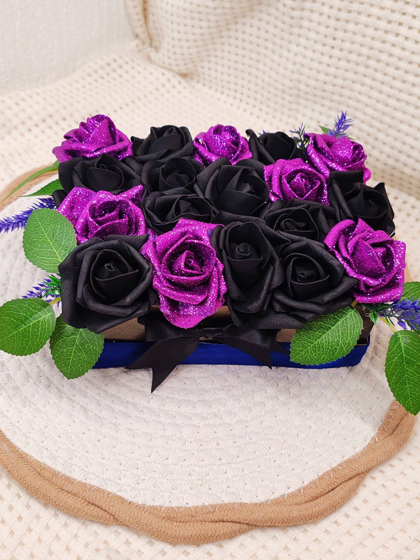 🌹 Boîte Florale Artisanale – Fait Main avec Roses en Mousse 🌹