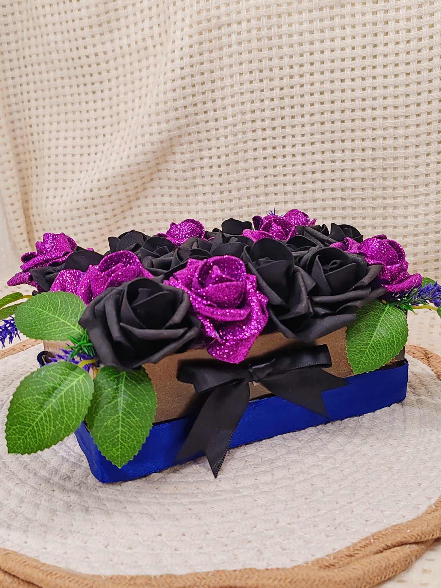 🌹 Boîte Florale Artisanale – Fait Main avec Roses en Mousse 🌹