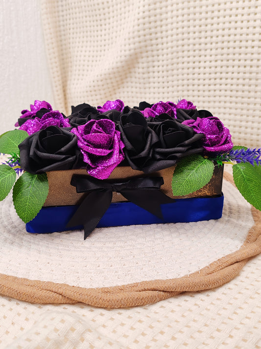 🌹 Boîte Florale Artisanale – Fait Main avec Roses en Mousse 🌹