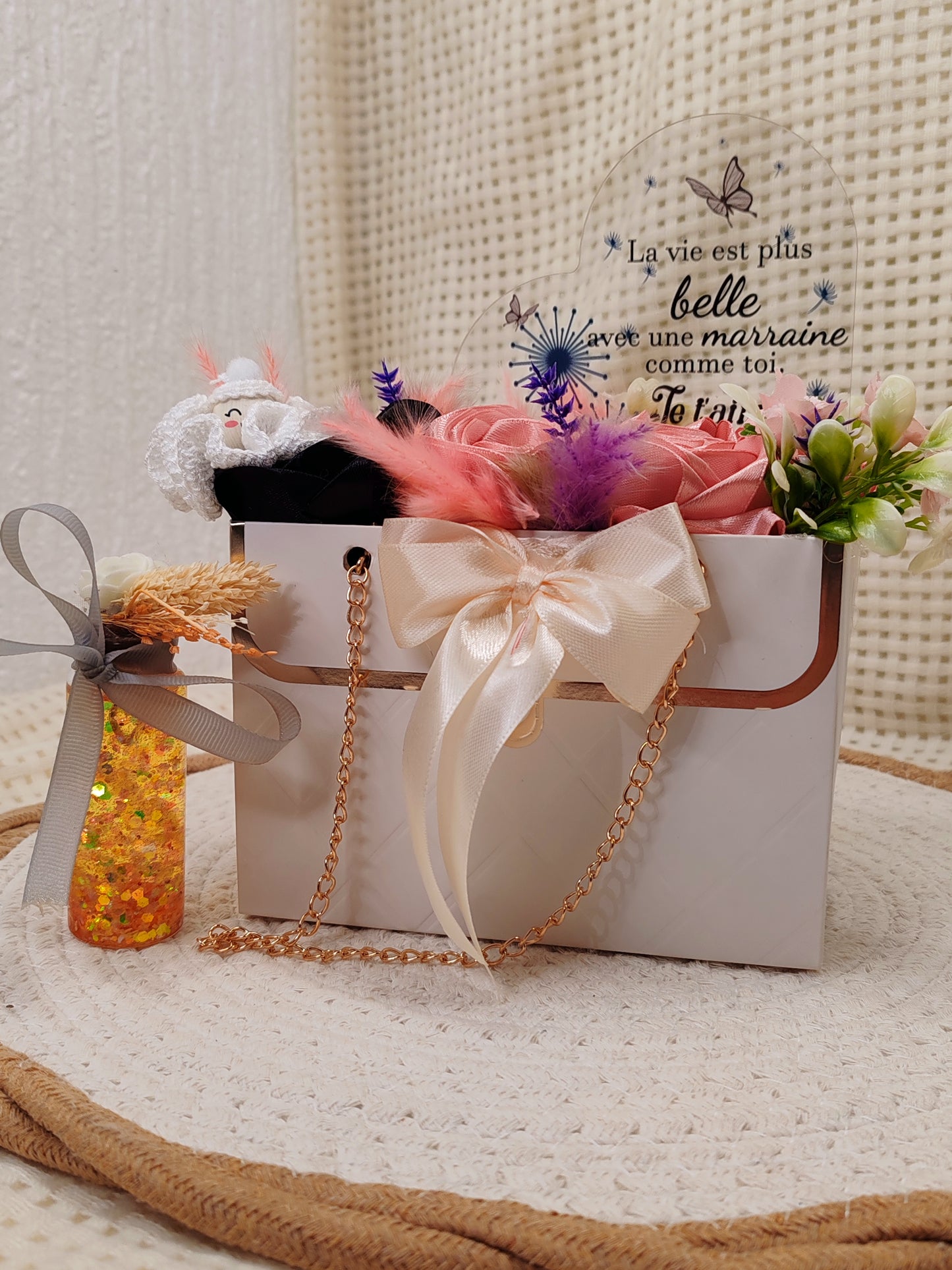 🌸 Coffret floral “Marraine” – Création artisanale unique 🌸