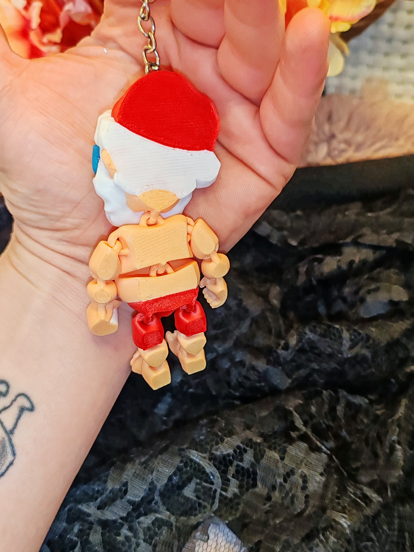 🎄Porte-clés Père Noël Articulé 3D🎄