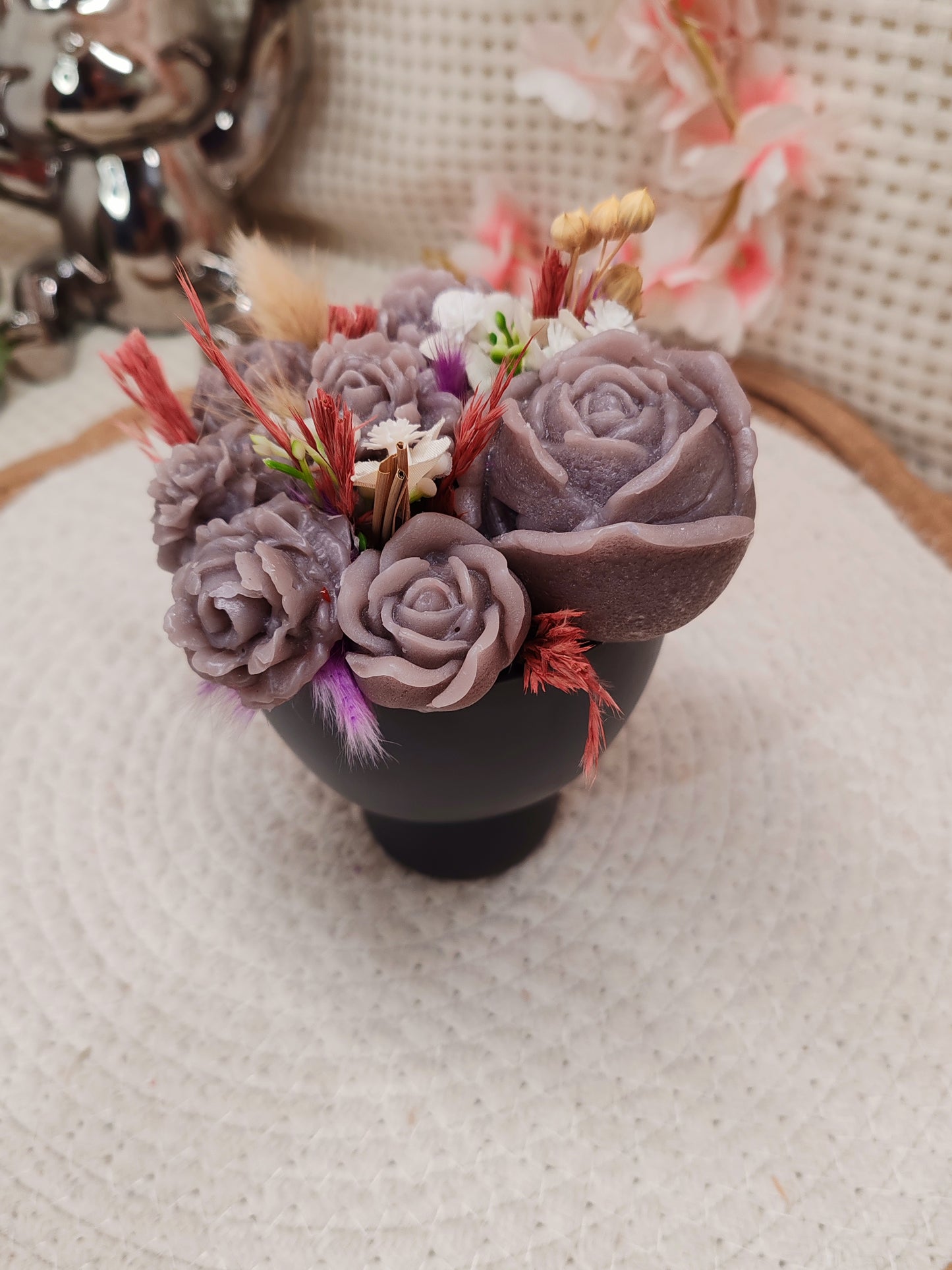 🌸 Pot déco florale en fondant – Fait main 🌸