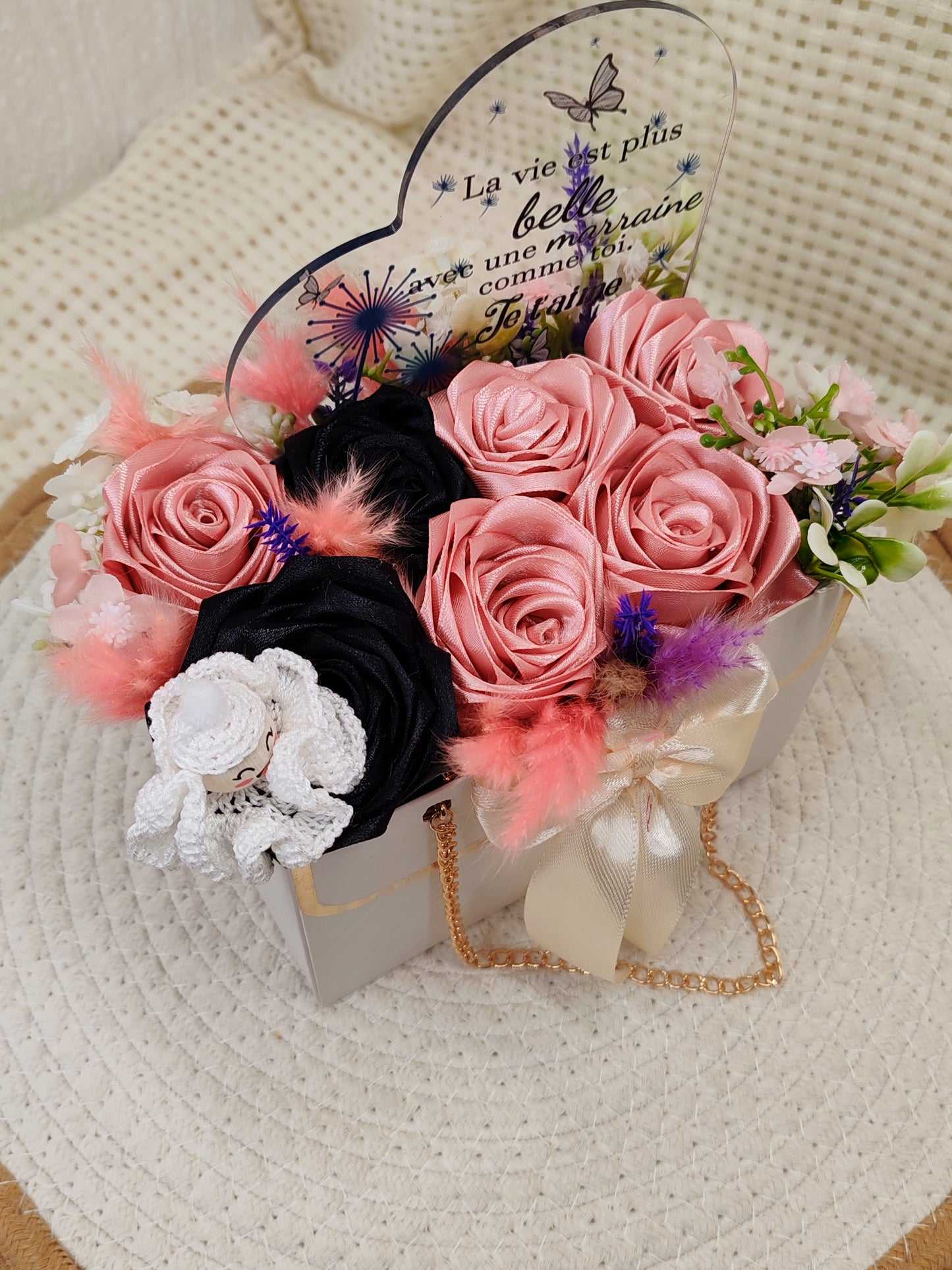 🌸 Coffret floral “Marraine” – Création artisanale unique 🌸