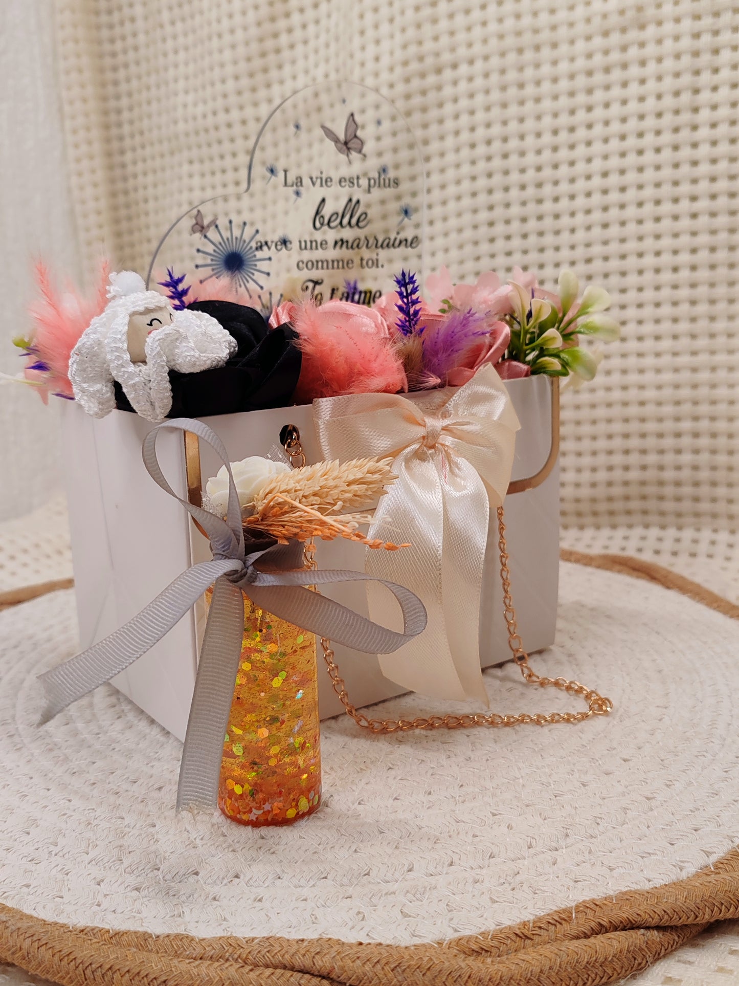 🌸 Coffret floral “Marraine” – Création artisanale unique 🌸