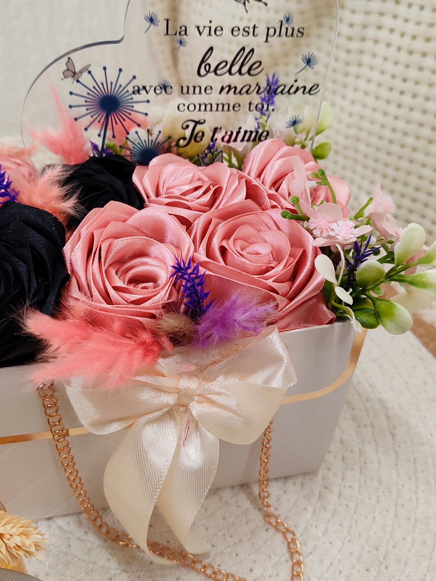 🌸 Coffret floral “Marraine” – Création artisanale unique 🌸