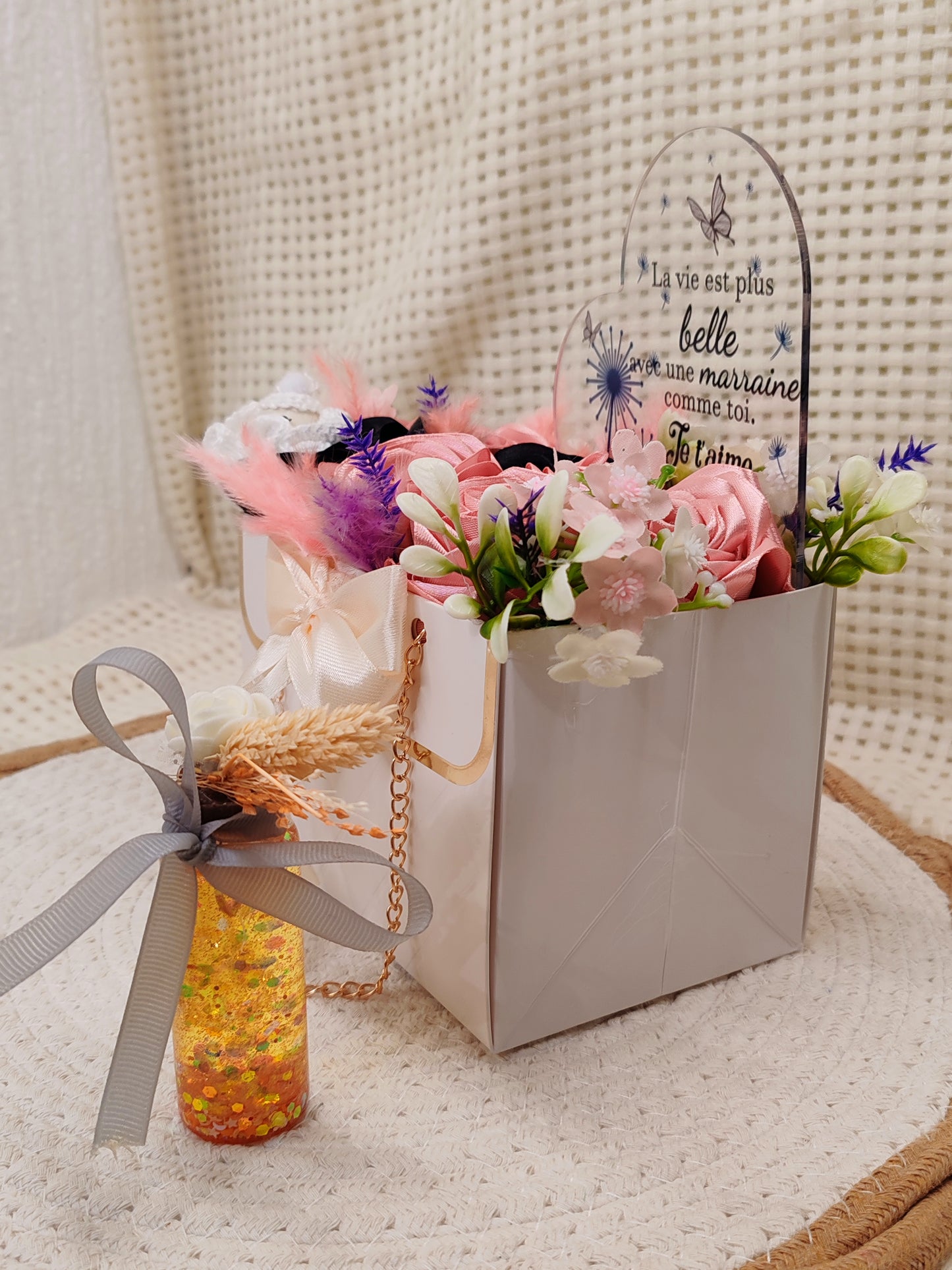 🌸 Coffret floral “Marraine” – Création artisanale unique 🌸