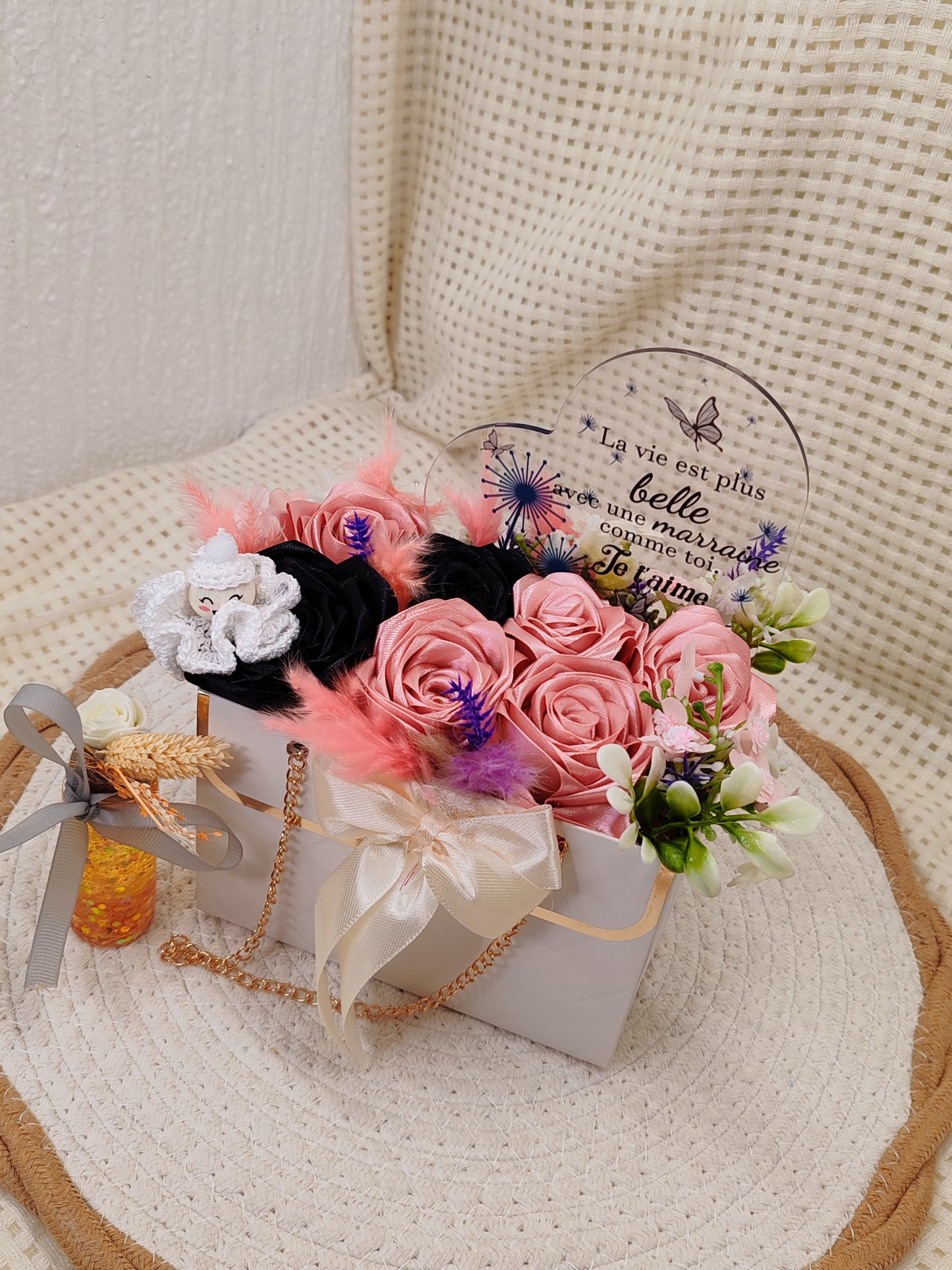 🌸 Coffret floral “Marraine” – Création artisanale unique 🌸