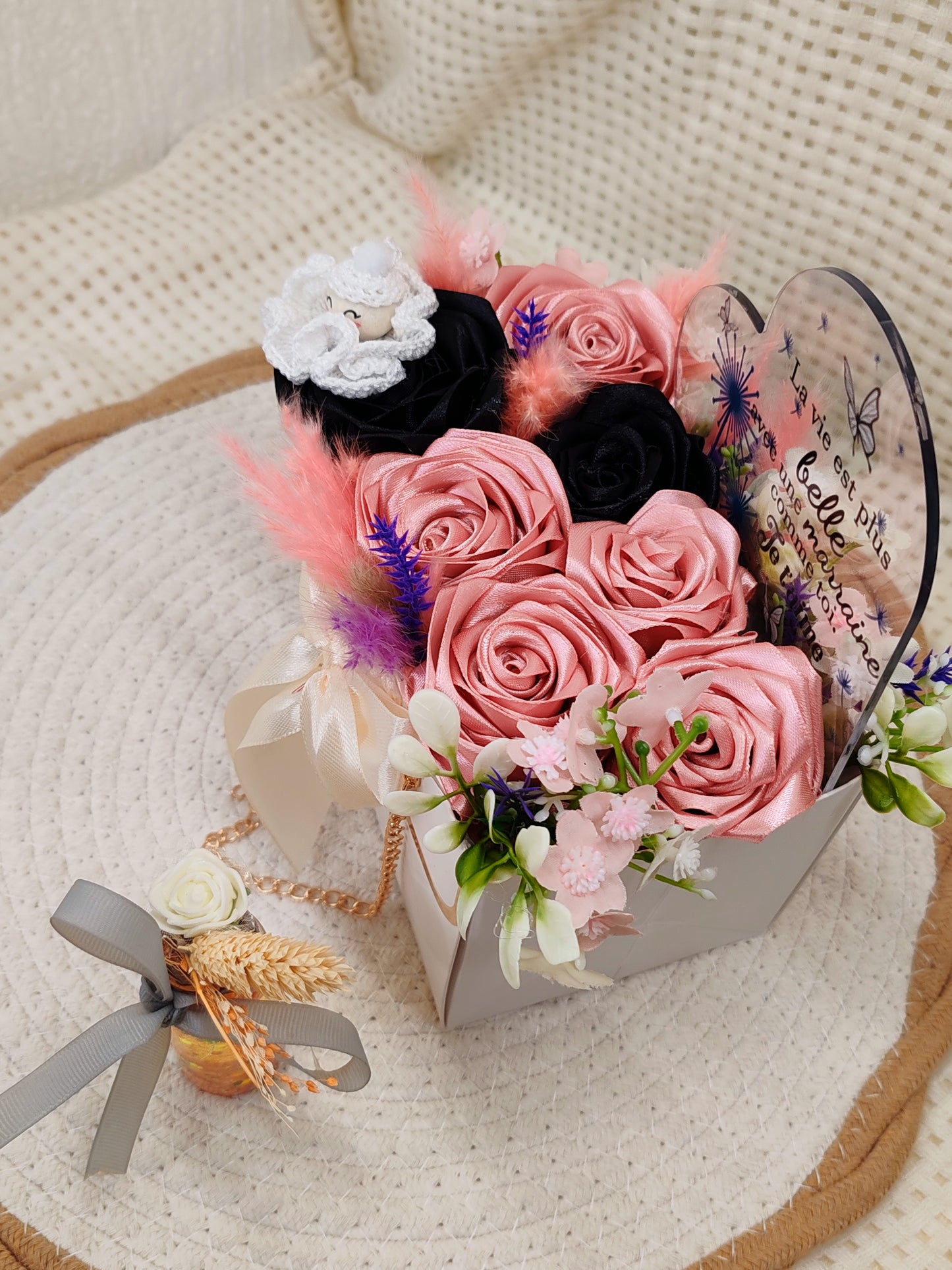 🌸 Coffret floral “Marraine” – Création artisanale unique 🌸