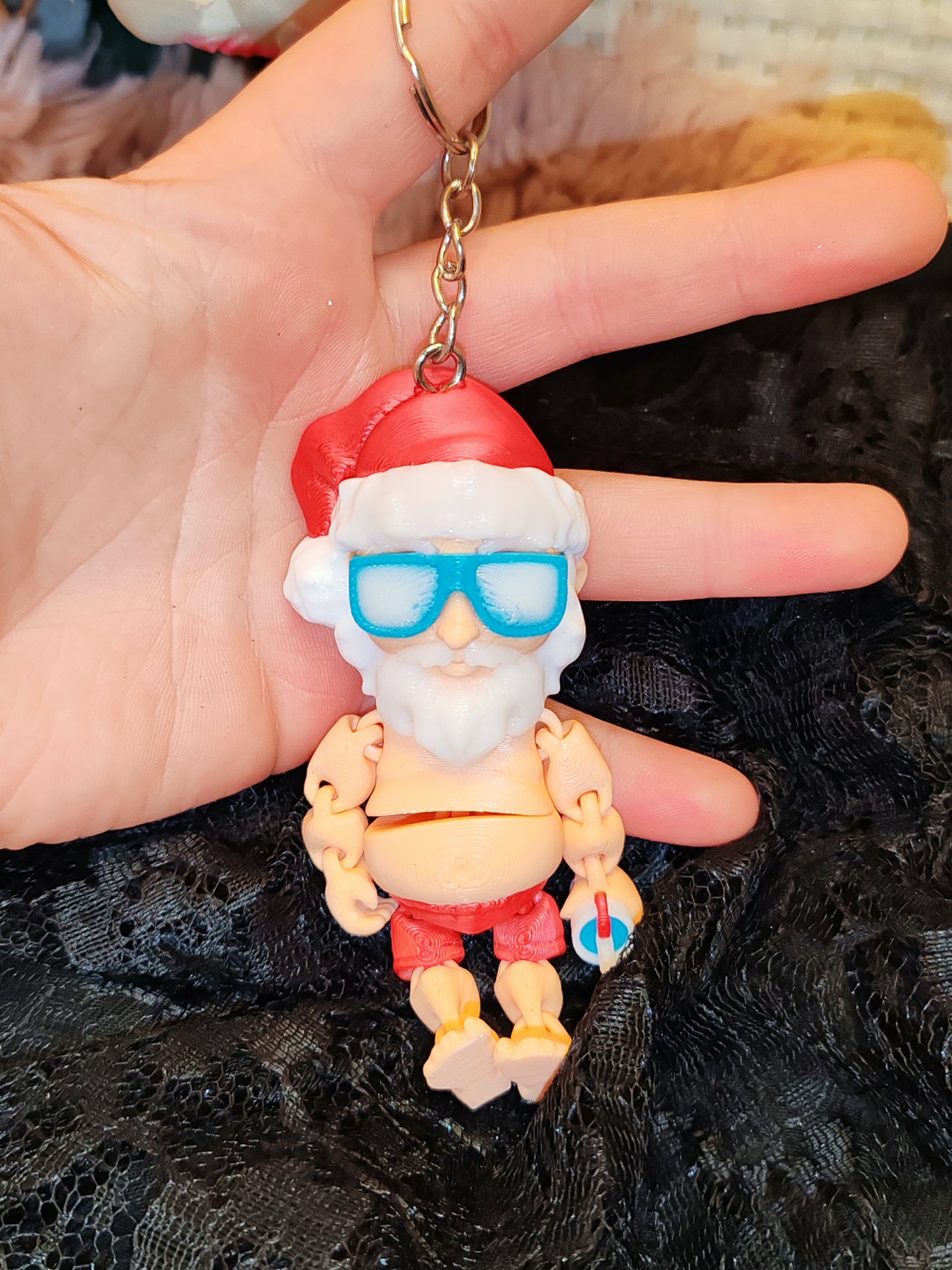 🎄Porte-clés Père Noël Articulé 3D🎄