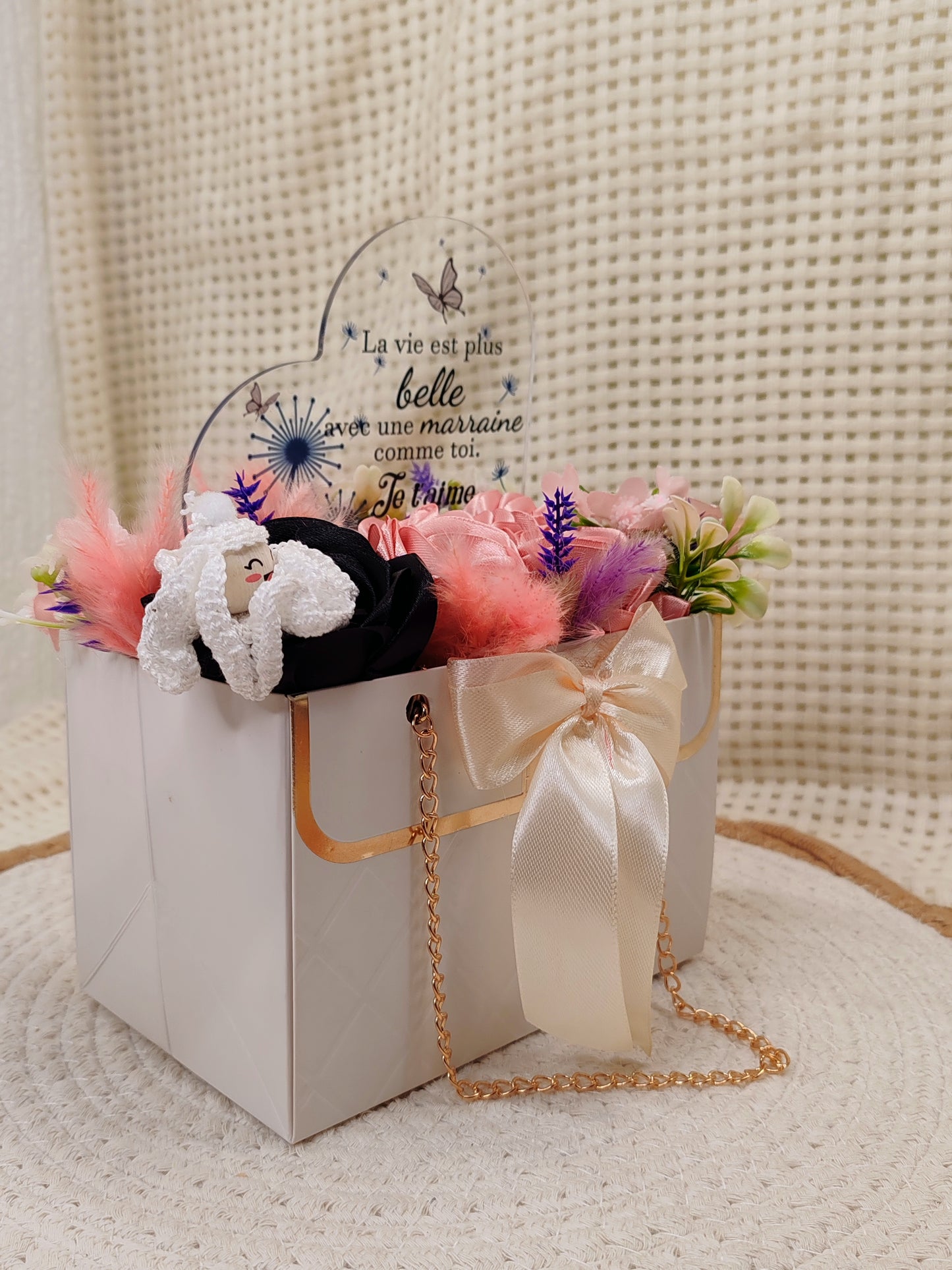 🌸 Coffret floral “Marraine” – Création artisanale unique 🌸